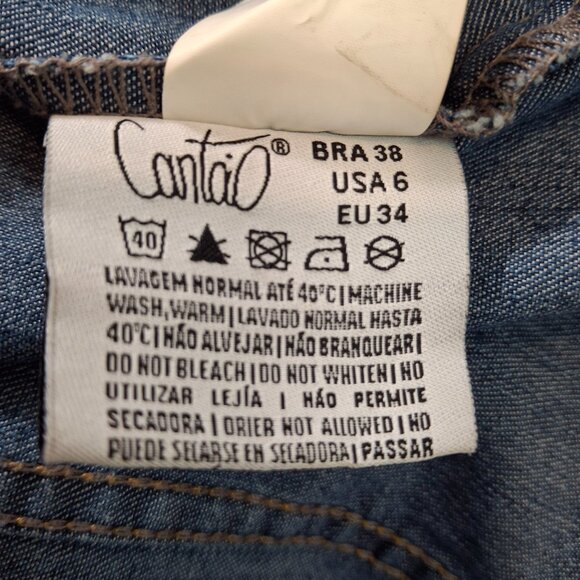 Cantail Jean Jacket Sz 6 Cropped Jean Jacket Stretchy Relaxed Fit In Waist - Picture 15 of 16